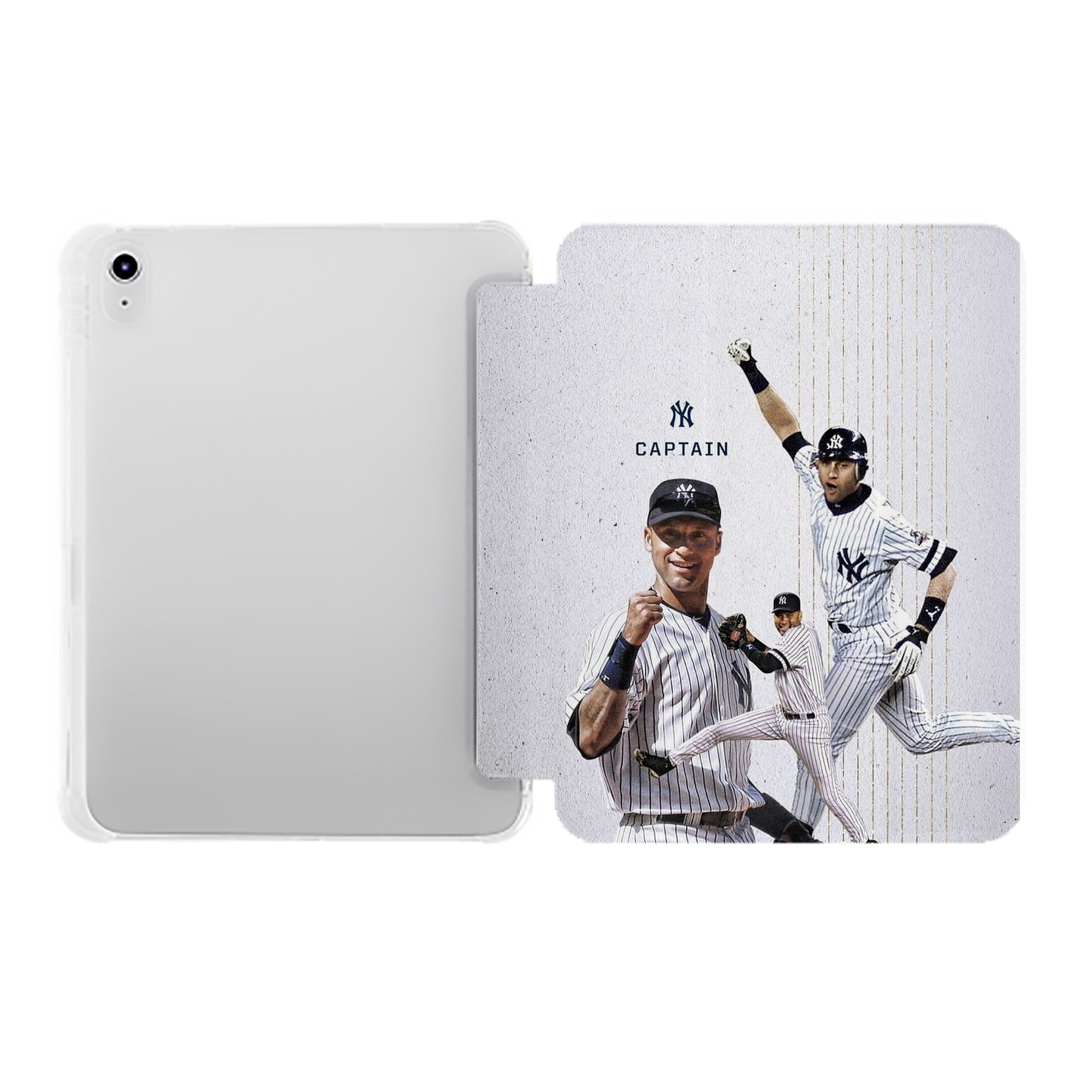 Derek Jeter 106 Premium Tri-Fold PU Leather & Silicone IPad Case With Pencil Slot – Fits 9.5,10.5,10.9 – Adjustable Stand, Slim, Protective